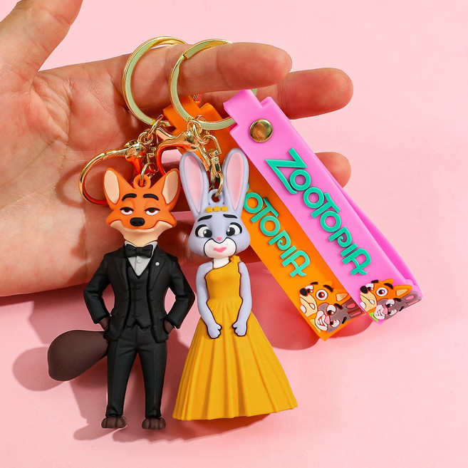 스위트 CP 주토피아 키체인 스커트 주디 홉스 수트 와일드 게리 PVC 피규어 키링 백팩 크리스마스 선물, 6센티미터, 2pcs 1