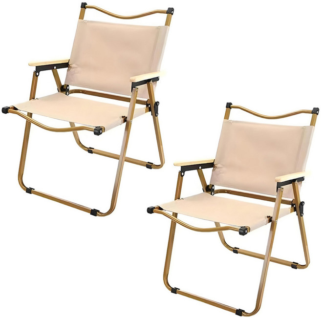 MANTU 접이식 캠핑 의자 중형, 2개, 카키