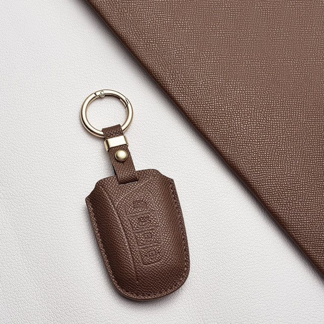 현대 전용 스마트 키케이스 I4타입 천연 소가죽 풀커버 디자인 (그랜저HGIG에쿠스제네시스DH싼타페DM 등), 현대/A4 타입, 카푸치노