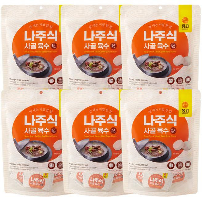 몽고식품 나주식 사골 동전 육수원, 6개, 80g