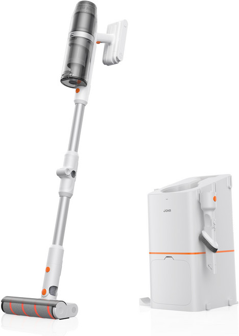 (최신버전)JONR 무선 진공청소기+청정스테이션 자동먼지비움 자동충전 접이식튜브 KC인증 국내버전, VC12pro