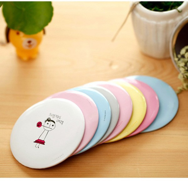 캐릭터 휴대용 원형 손거울, 10개, 랜덤발송