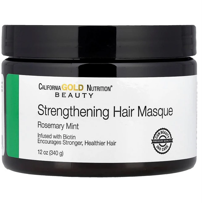 CGN 스트렝스닝 헤어 마스크 340g 1팩 로즈마리 민트 California Gold Nutrition Strengthening Hair, 1개 - 쿠팡