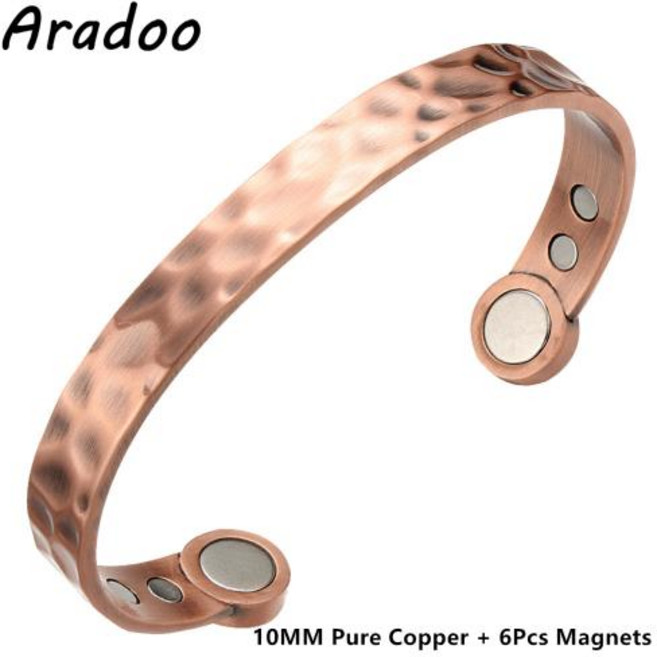 네오디뮴팔찌 에너지 활력 자석 건강 팔찌 순수 구리 오픈 커프 빈티지 지르코니아 3500 가우스 마그네틱, 1개, 7)G4