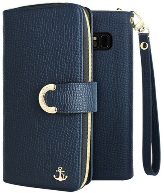 갤럭시S23플러스 S916 앵커 지퍼 지갑형 다이어리 휴대폰 케이스 스트랩 포함