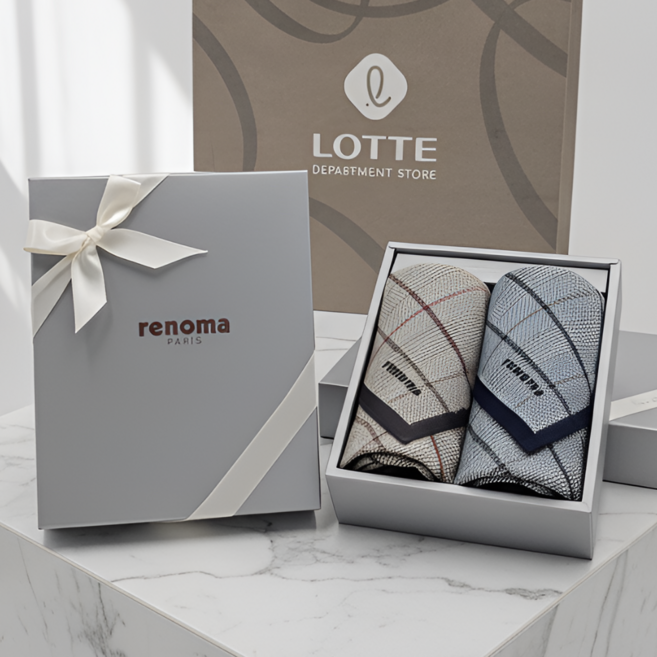 레노마 남성 체크 손수건