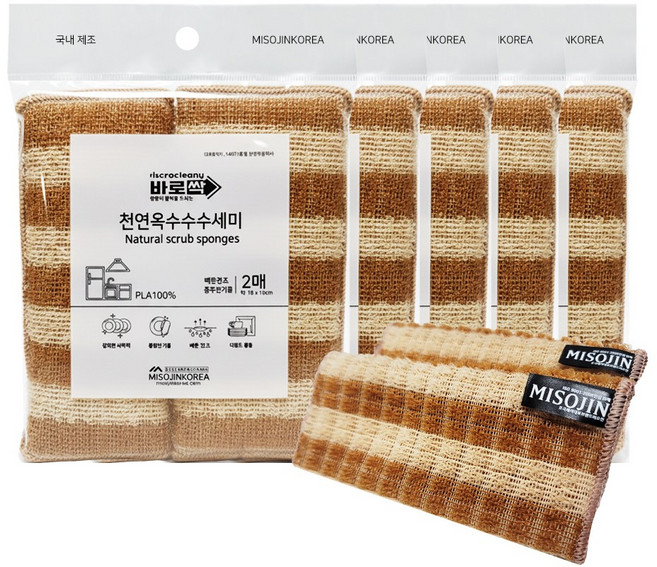 미소진 PLA 천연 옥수수 수세미 18x18, 5세트, 2개입