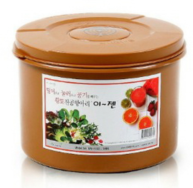 이젠 황토 진공 항아리 원형 누름독 5L 장아찌 된장 고주장 김치 쌀 잡곡 진공 보관통, 1개