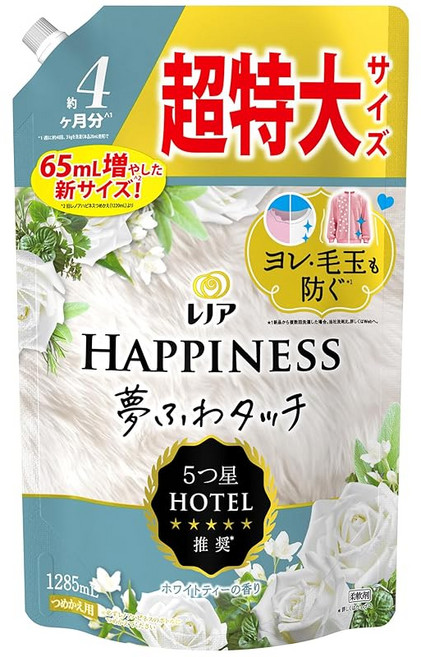 레노아 해피니스 유메후와 터치 유연 화이트티 리필 1 285mL, 1.285L