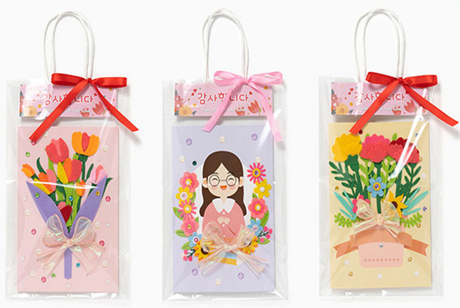 바오바론 어버이날 카네이션 종이 카드 만들기 어린이집 유치원 어버이날 만들기 키트, 어버이날카드(카네이션)