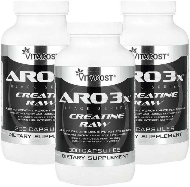 비타코스트 블랙 시리즈 ARO3x 크레아틴 로우 Vitacost Black Series ARO3x® Creatine Raw 300정, 3개 - 쿠팡