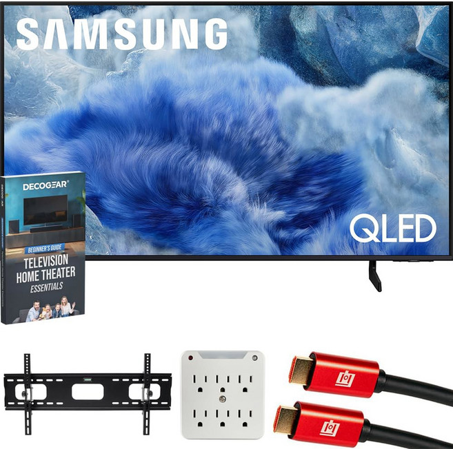 Samsung QN85Q8FAAFXZA 85인치 QLED Q8F 4K 비전 AI 스마트 TV 2025 37-100인치 TV 월 마운트 4K HDMI 케이블 2개 6구 서지 어댑, 85 Inch, w/ Wall Mount Kit