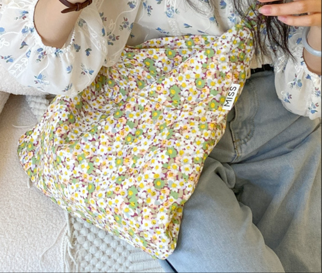 보부상 가방 빈티지 플라워 에코백 레오파트 코튼 가방