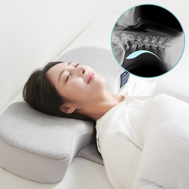 바치고 경추베개 거북목 일자목 목디스크 옆으로자는 낮은 코골이 방지 배게, 아이보리, 1개