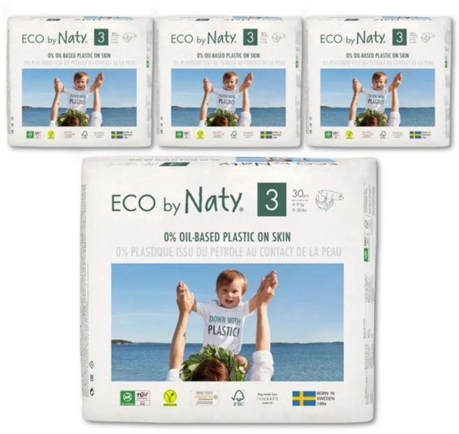 [Naty] 친환경 밴드 기저귀 3단계 30매 x 4팩, 120매 - 쿠팡