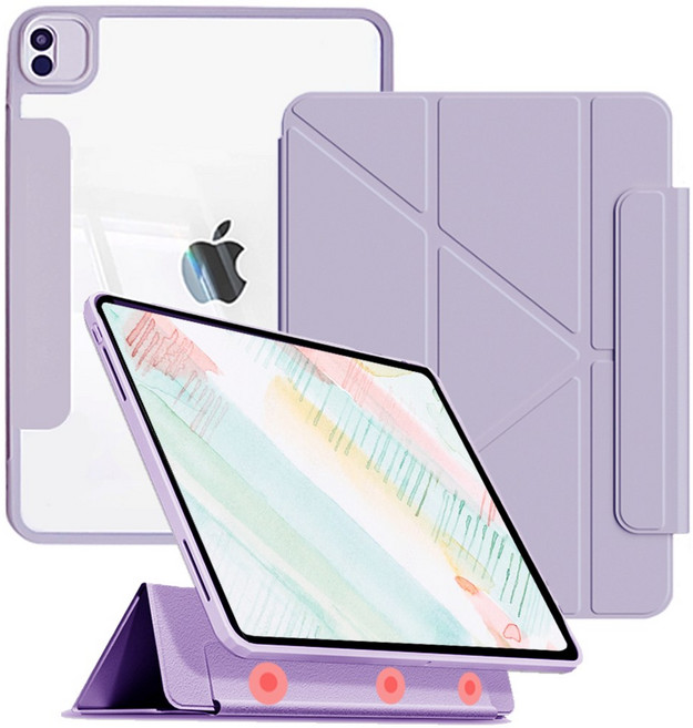 태블리 하이브리드 커버 탈착식 아이패드 케이스, 페일퍼플, 1개