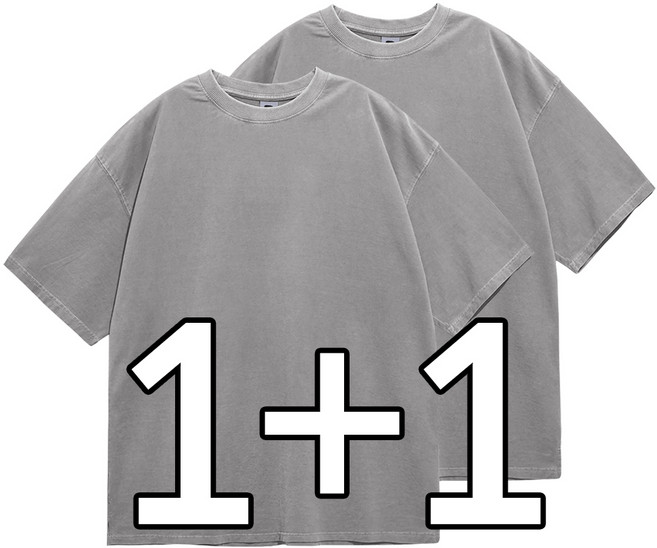 문컬렉션 [패키지 2pack] 시그니처 피그먼트 오버핏 반팔티 남녀공용 빅사이즈 1+1 반팔 티셔츠