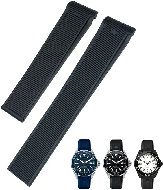 태그 호이어 CARRERA 300 WAY201A 블랙 브라운 시계 액세서리에 맞는 20mm 고무 실리콘 스트랩