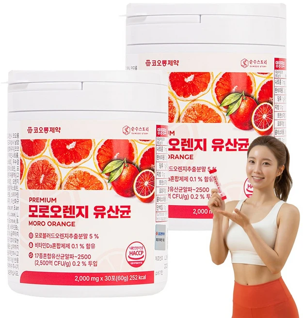 똥배 쏙 코오롱 제약 모로오렌지 유산균, 60개, 2g - 쿠팡