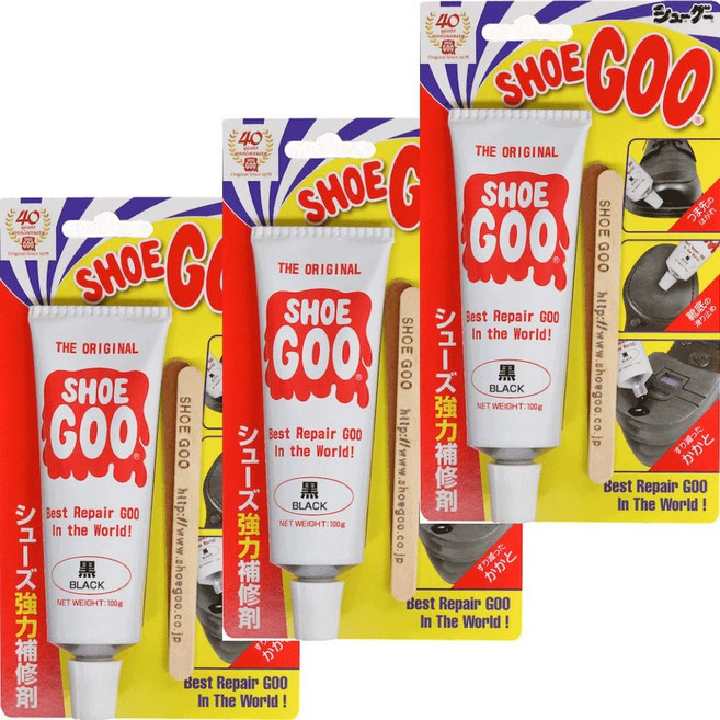 ShoeGoo 슈구 신발보수제 100g 3개입 세트 화이트 투명 선택가능, 블랙 x3
