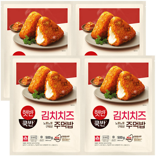 제일제당 [CJ]햇반쿡반 김치치즈주먹밥 500GX3, 500g, 4개