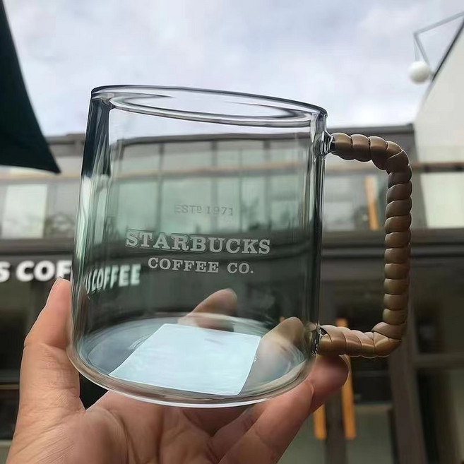 STARBUCKS 玻璃咖啡杯, 1個, B普通藤編杯+攪拌棒