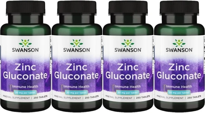 스완슨 아연글루코네이트 30mg 250정, 4개 - 쿠팡