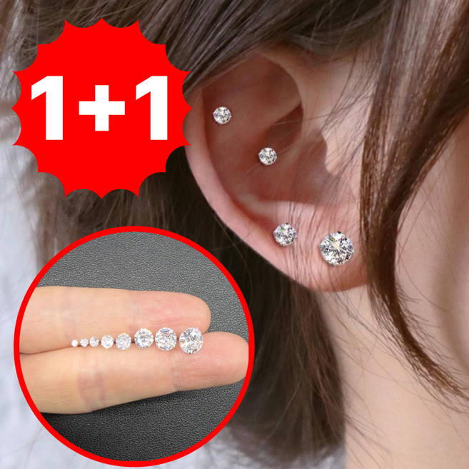 일리마 999 실버 미니 큐빅 귀걸이 2p