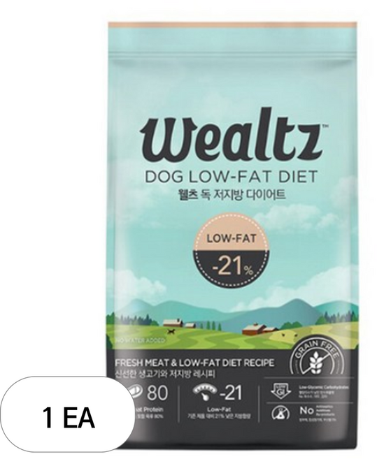 웰츠 강아지사료 저지방다이어트 2.1kg 1개, 다이어트(체중유지)