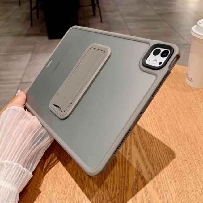 iPad Air 6/7/8 13吋 M2/M3/M4 支架款保護殼 便捷式平板套 防摔保護殼, 一體支架膚感殼-灰色, 1個