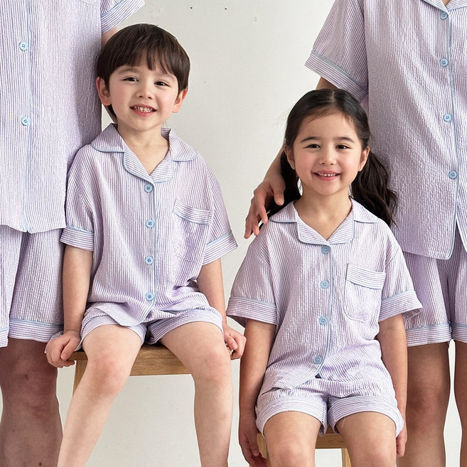 ECLL 아동 시어서커 반팔 잠옷 냉감 파자마 상하 세트