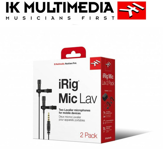 IK Multimedia iRig Mic Lav 2 領夾式麥克風 雙麥克風套裝 清晰收音 適用於訪談、直播 公司貨保固
