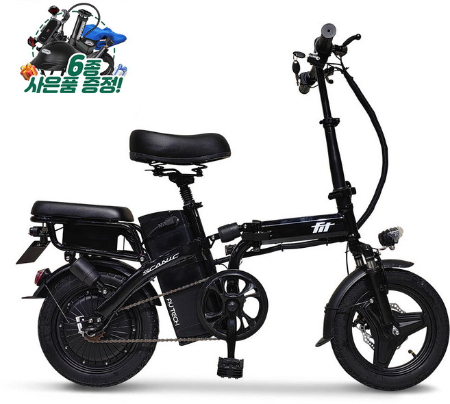 AU테크 스카닉 핏 FIT 접이식 전기 자전거 전동 여성 14인치 미니벨로, 블랙, 스틸
