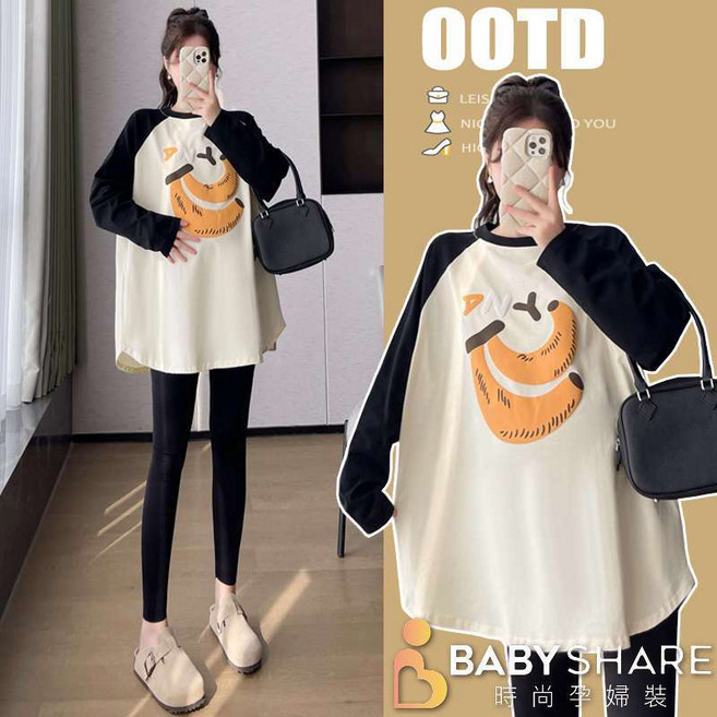 BabyShare時尚孕婦裝 香蕉印花長版上衣【CGL011B5R】 寬鬆舒適 親膚透氣 百搭時尚