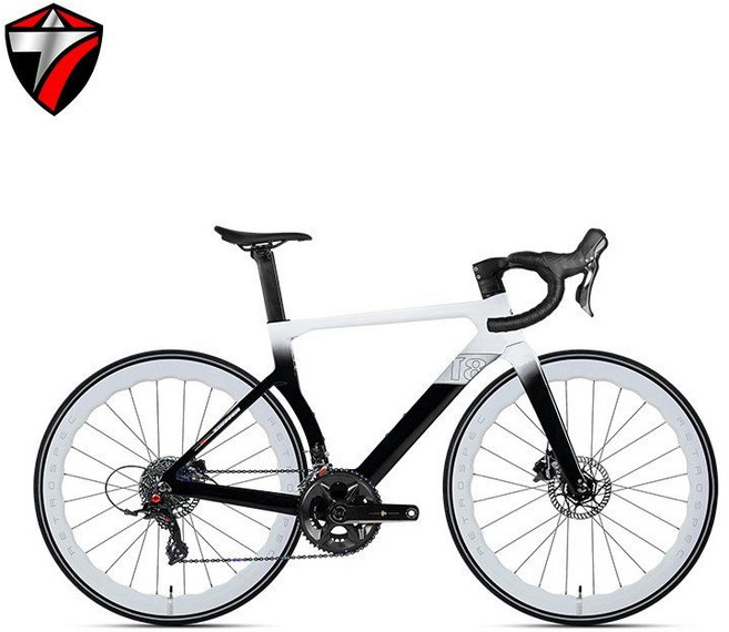 풀카본자전거 9.3kg T8PRO 로드바이크 24단 유압디스크브레이크 탄소섬유 내부배선, 43(150-160cm), 13. 흑백(카본휠)