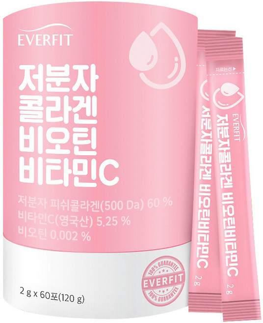 내츄럴플러스 저분자 피쉬 콜라겐 비오틴 비타민C 60p, 120g, 2개