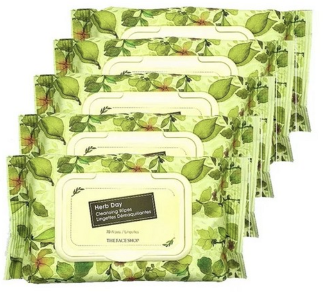 더페이스샵 허브데이 클렌징 티슈, 70매입, 5개