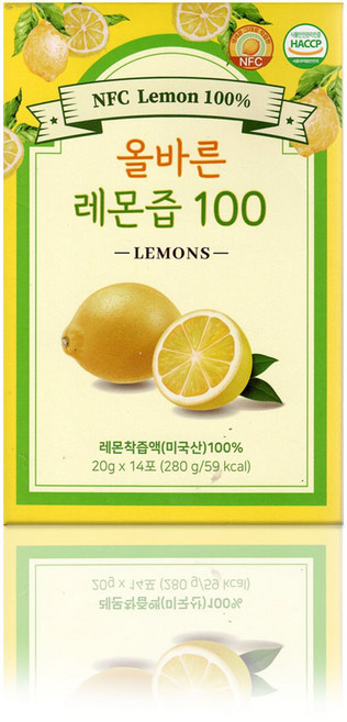 올바른 유기농 레몬즙 착즙 100 14포 1개, 280g, 1