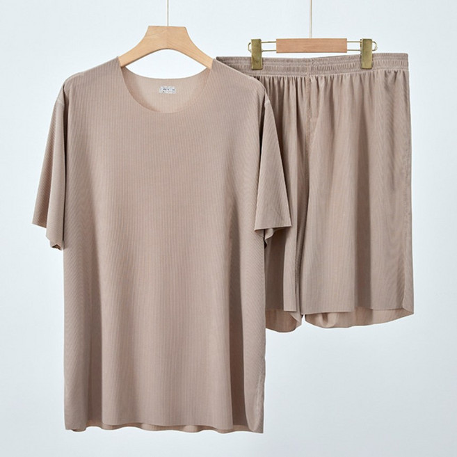 봄여름 실크 파자마 얇은 커플 반팔 커플잠옷