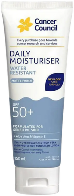 호주 캔서카운슬 SPF 50+ 데일리 모이스처라이저 방수 튜브 선크림, 3개, 75ml