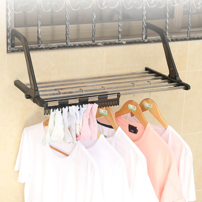 Living100창틀미니 문걸이 벽결이 건조대 발코니 배란다 미니 걸이식 건조대 (소형 중형 대형), 원형 그레이, 1개