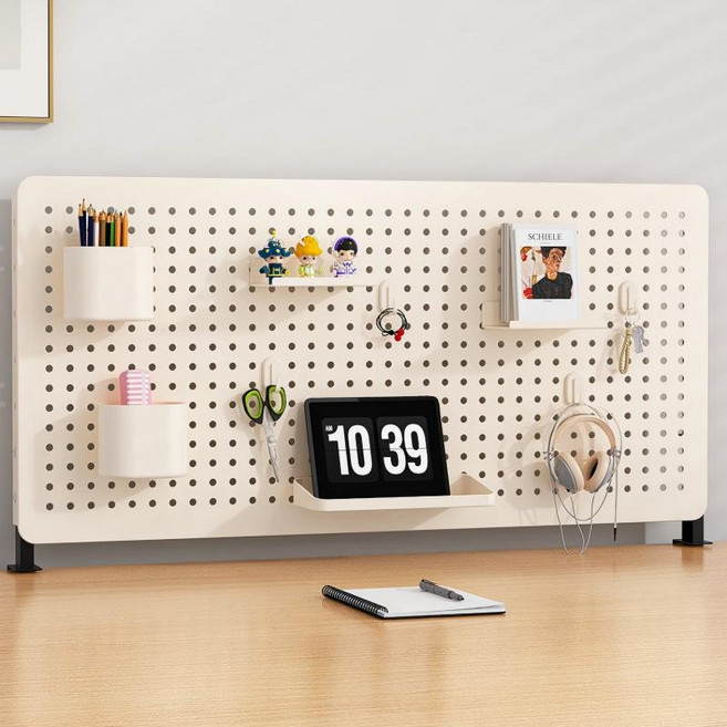 SPEEDBOX 책상 정리 타공판 선반 철제 수납 공간활용 홈오피스 80*40cm, 크림 스탠드형-80*40cm, 1개