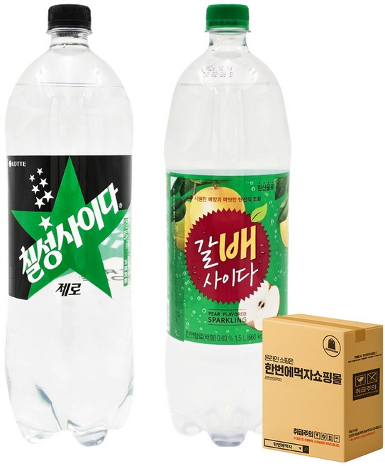 [한번에먹자] 1.5L 사이다 혼합세트 / 칠성사이다 제로 + 갈배사이다 / 각1개씩 총2페트, 2개