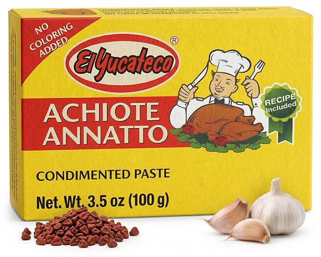 El Yucateco Achiote 페이스트(안나토 시즈닝) - 99.2g(3.5온스) 정통 멕시코 레드 아치오테 코치니타 피빌 마리네이드 및 전통 라틴 요리용 (1팩), El Yucateco Achiote 페이스트(안나토 시, 1개, 99.2g