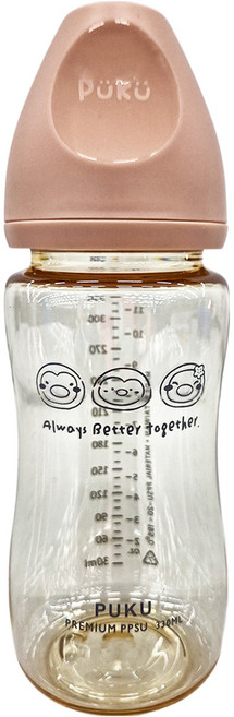 PUKU 藍色企鵝 飽飽歐蕾PPSU寬口奶瓶 330ml, 霧粉色, 1個