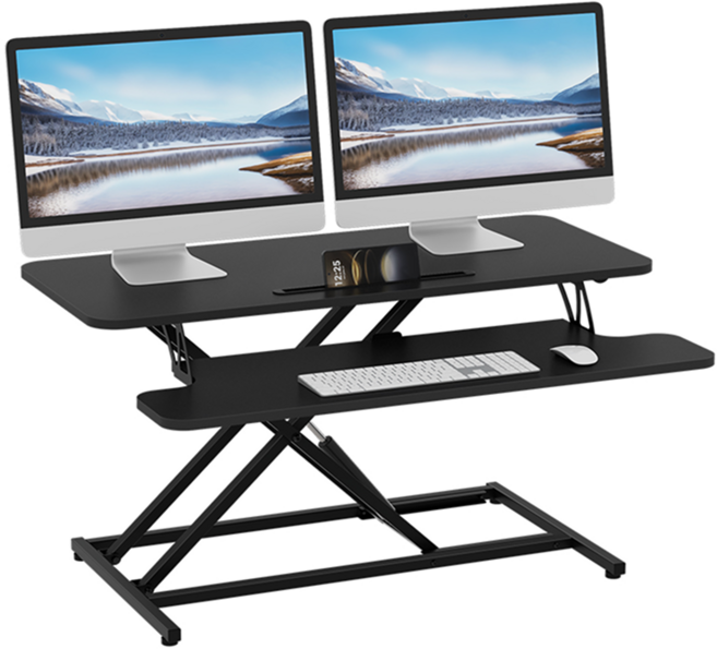 Ergomaker 모션 데스크 에어 리프트 높이조절 테이블 스탠딩 책상 91*40cm, 블랙