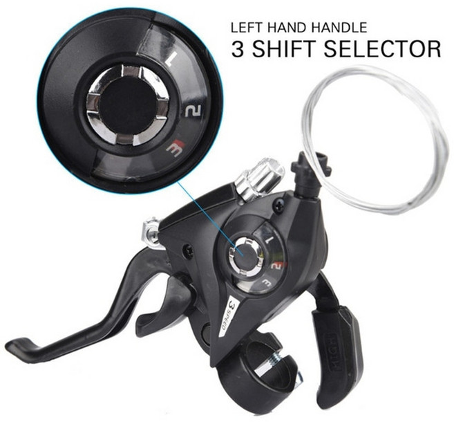 자전거 시프터 브레이크 기어 시프터 21 speed or set black v-brake for shimano mountain Bicycle conjoined finger 다이얼, [01] 3 speed, 1개