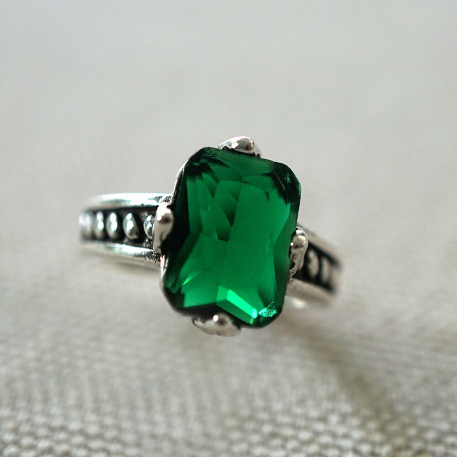 웰리나 에메랄드 그린 엔틱 오픈링 여성 반지 오픈반지