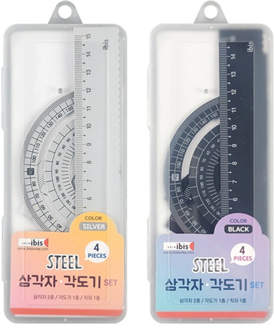 아이비스 삼각자 각도기 세트, 랜덤 - 스틸 각도기 세트, 2개입