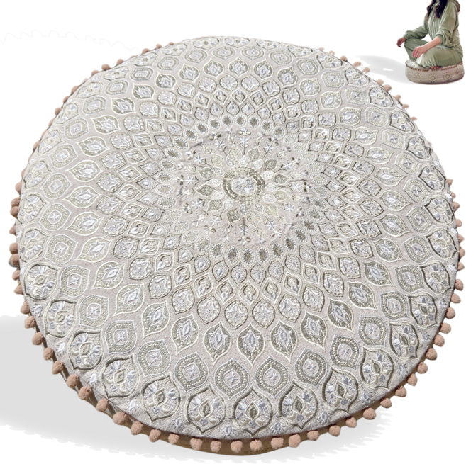티스타힐 인도 만다라 명상방석 원형 POUF 푸프 스툴